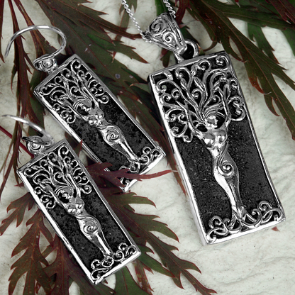 Silver Dryad Pendant w/ Lava Stone