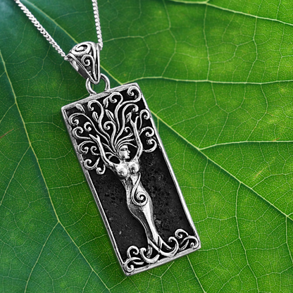 Silver Dryad Pendant w/ Lava Stone