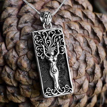 Silver Dryad Pendant w/ Lava Stone