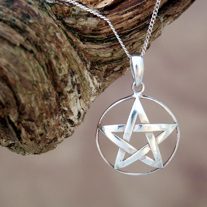 Silver Domed Pentacle Pendant