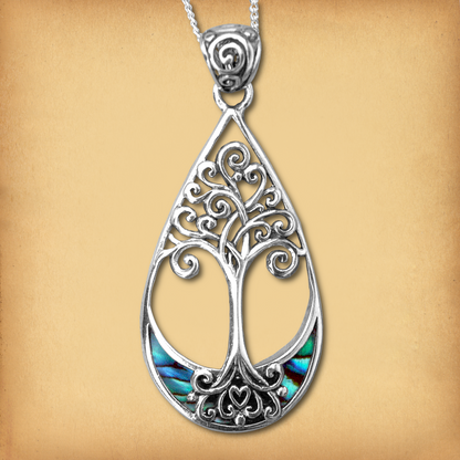 Silver Teardrop Tree Pendant