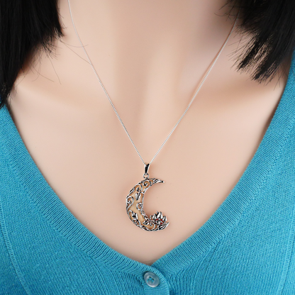 Silver Mushroom Moon Pendant