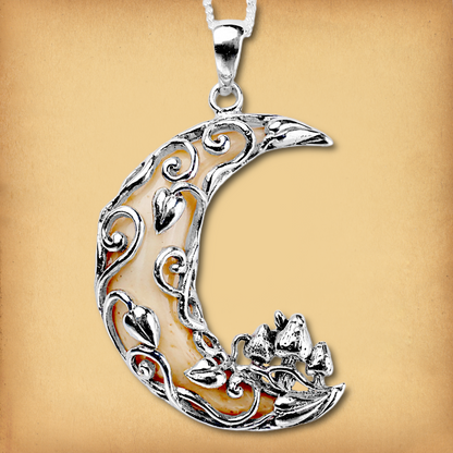 Silver Mushroom Moon Pendant