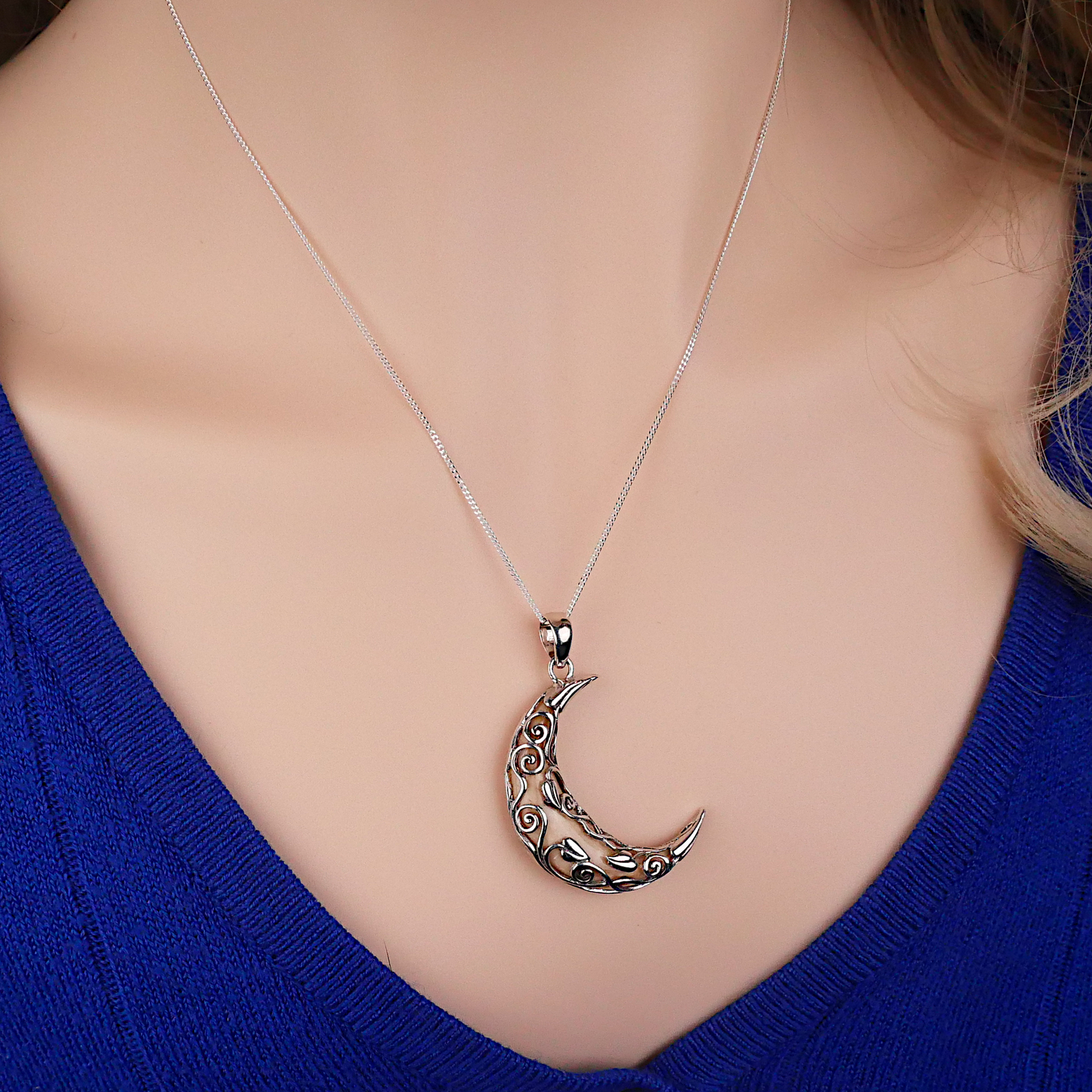 Silver Vine Moon Pendant