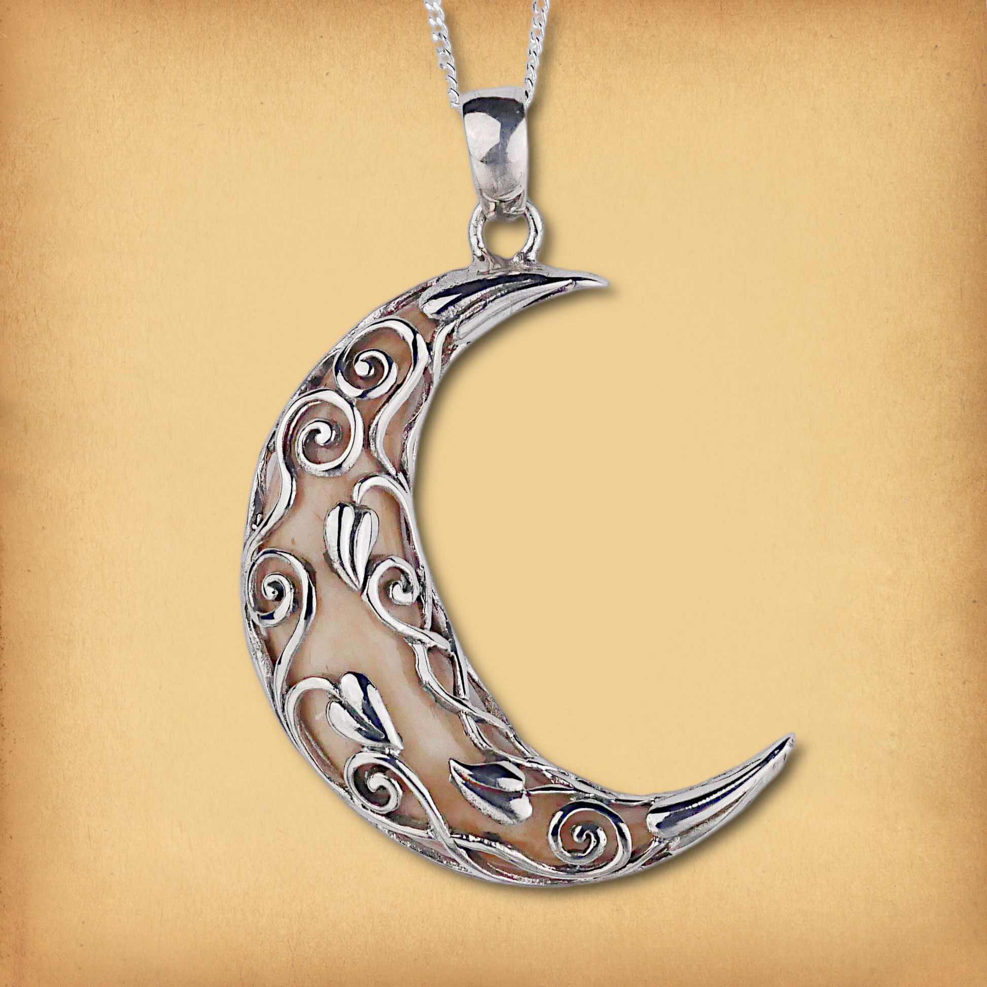 Silver Vine Moon Pendant