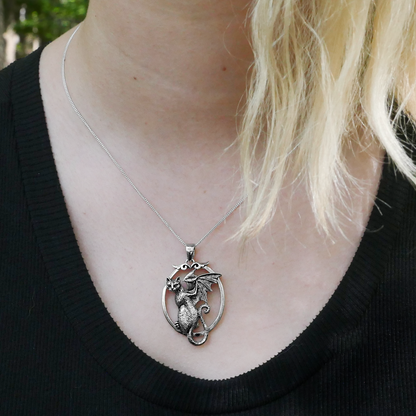 Silver Bat-Winged Cat Pendant