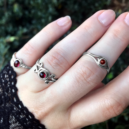 Silver Garnet Simplicity Ring