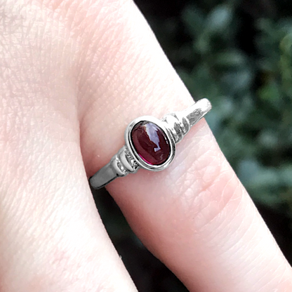 Silver Garnet Simplicity Ring