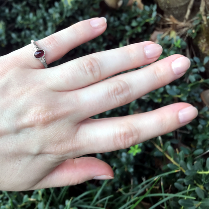 Silver Garnet Simplicity Ring