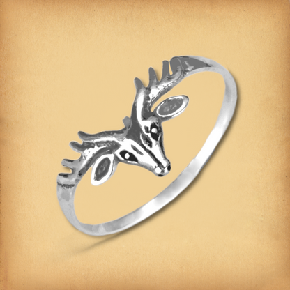 Silver Stag's Head Ring