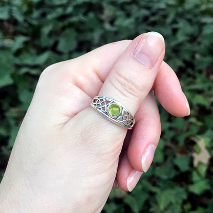 Silver Celtic Peridot Ring