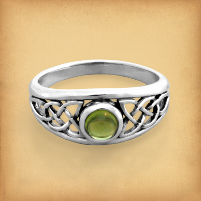 Silver Celtic Peridot Ring