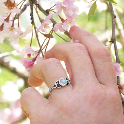 Silver Celtic Moonstone Ring