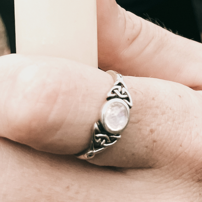 Silver Celtic Moonstone Ring