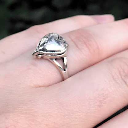 Silver Heart Poison Ring