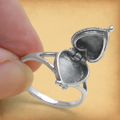 Silver Heart Poison Ring