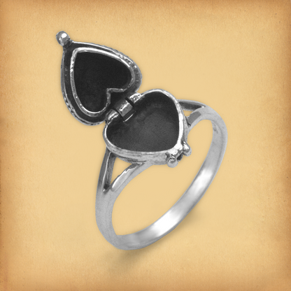 Silver Heart Poison Ring