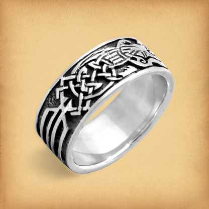 Silver Celtic Dragons Ring