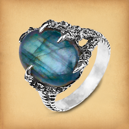 Silver Labradorite Dragon's Claw Ring