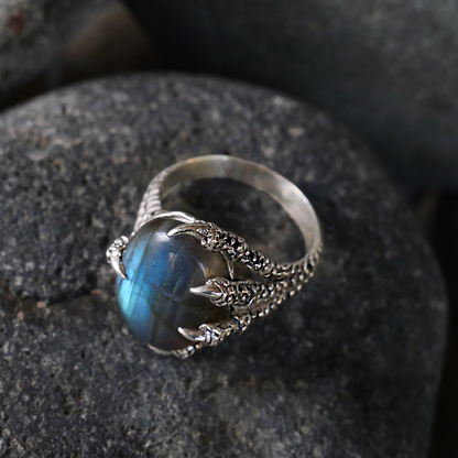 Silver Labradorite Dragon's Claw Ring