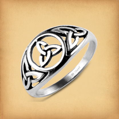 Steel Celtic Triquetra Ring