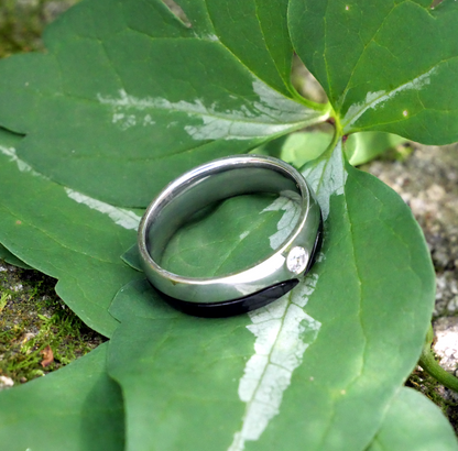 Black and Silver Chevron Ring