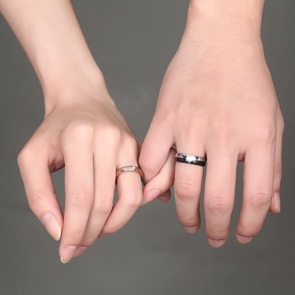 Black and Silver Chevron Ring