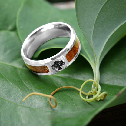 Wood Inlay Tree of Life Ring