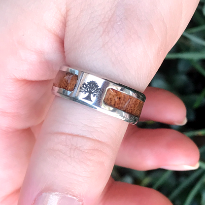 Wood Inlay Tree of Life Ring