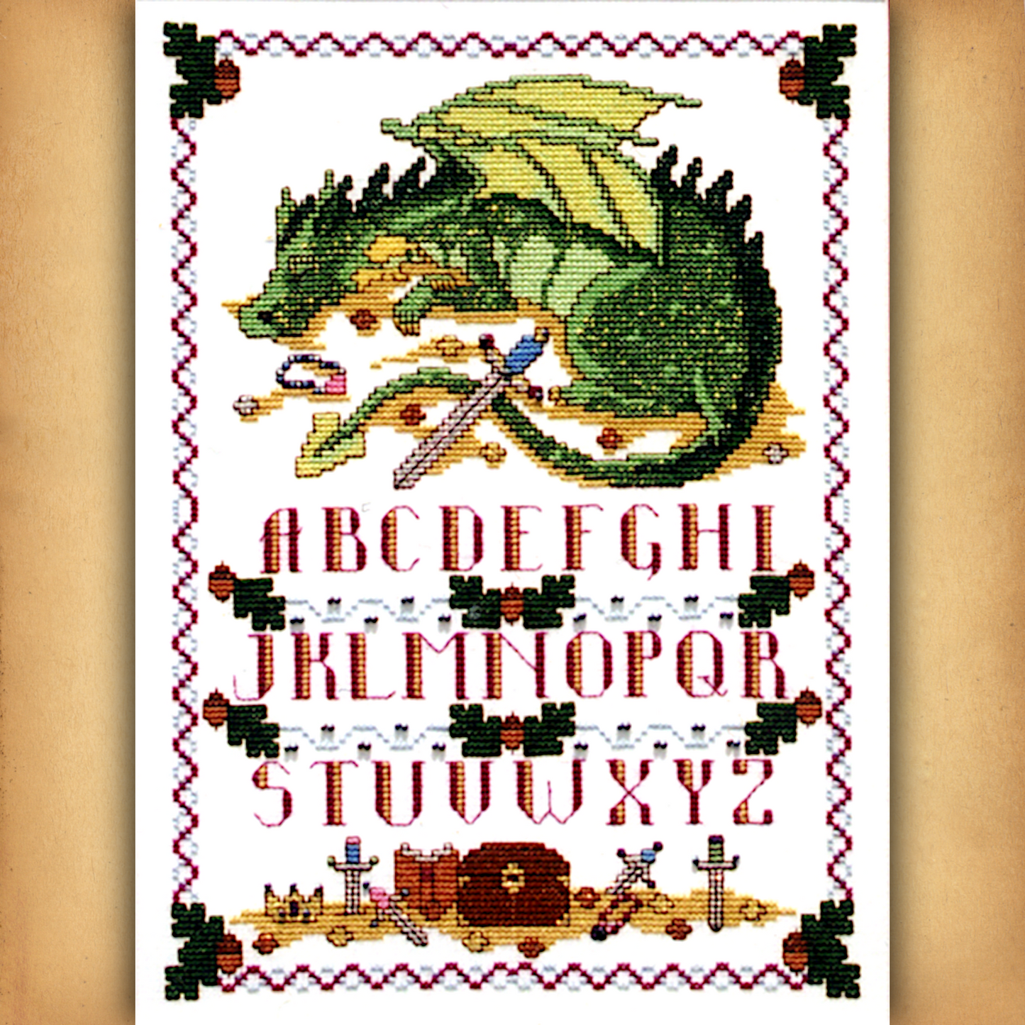 Sleeping Dragon Sampler Cross Stitch Pattern