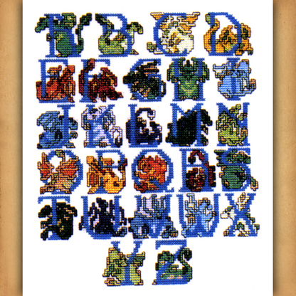 Dragon Alphabet Cross Stitch Pattern