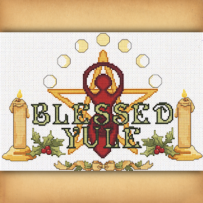 Blessed Yule Cross Stitch Pattern