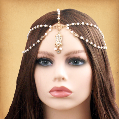 Faux Ivory Beaded Fantasy Headpiece