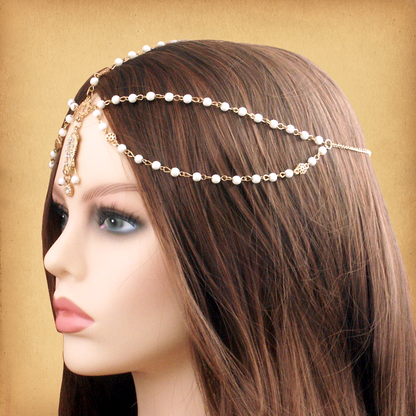 Faux Ivory Beaded Fantasy Headpiece