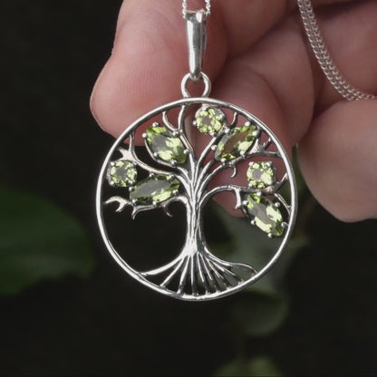 Silver Peridot Tree Pendant