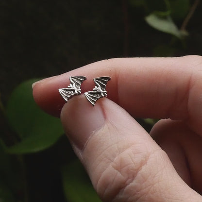 Silver Bat Post Earrings